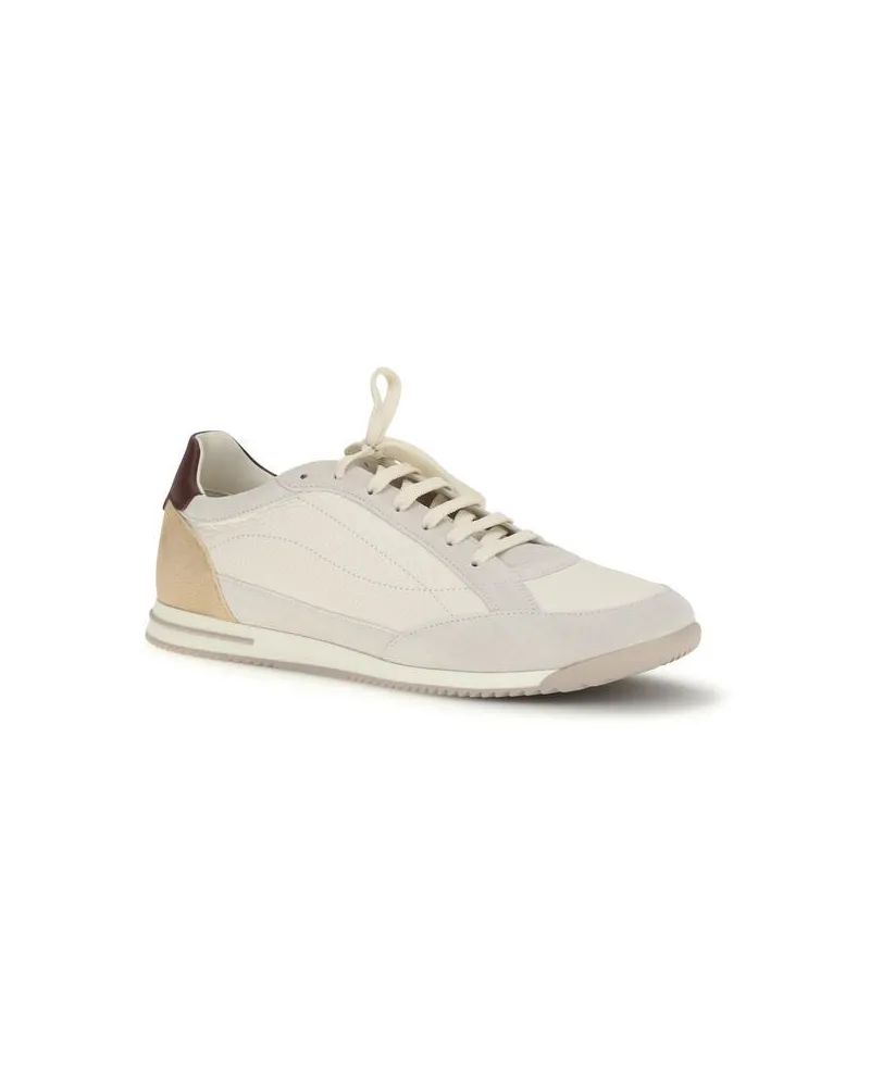 Brunello Cucinelli Men's Beige Calf Leather Bos Taurus Sneakers Beige