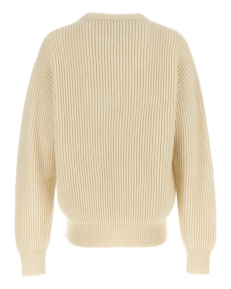 Jil Sander Chunky English Rib Wool Sweater — Cream Cream