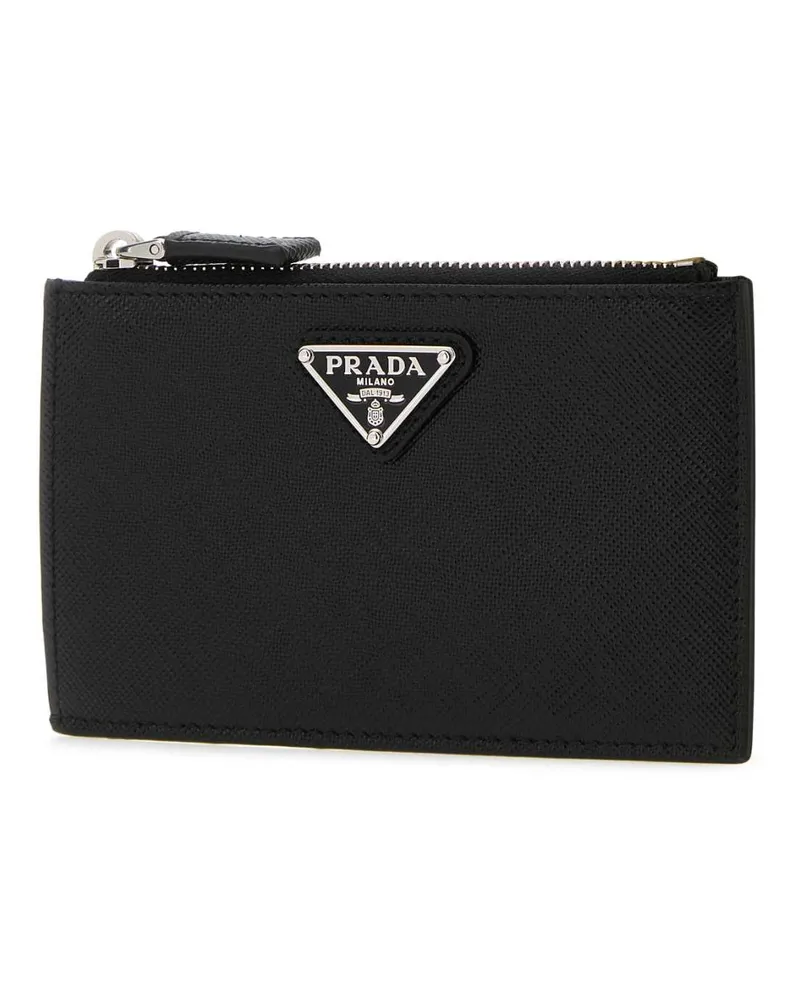 Prada Men's Black Leather Card Holder Nero Portafogli Wallet Black