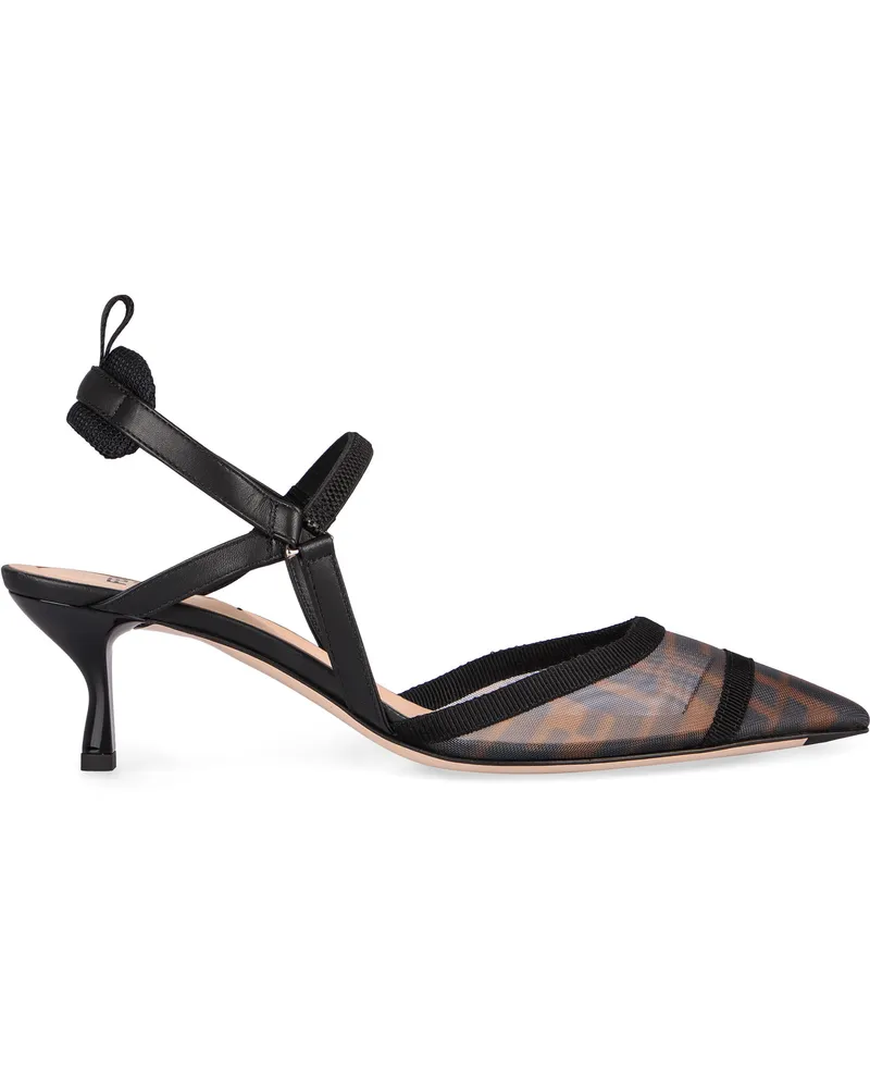 Fendi Women's Pointy-Toe Slingback Colibrì Lite Brown Polyamide; Lamb Leather Shoe Brown