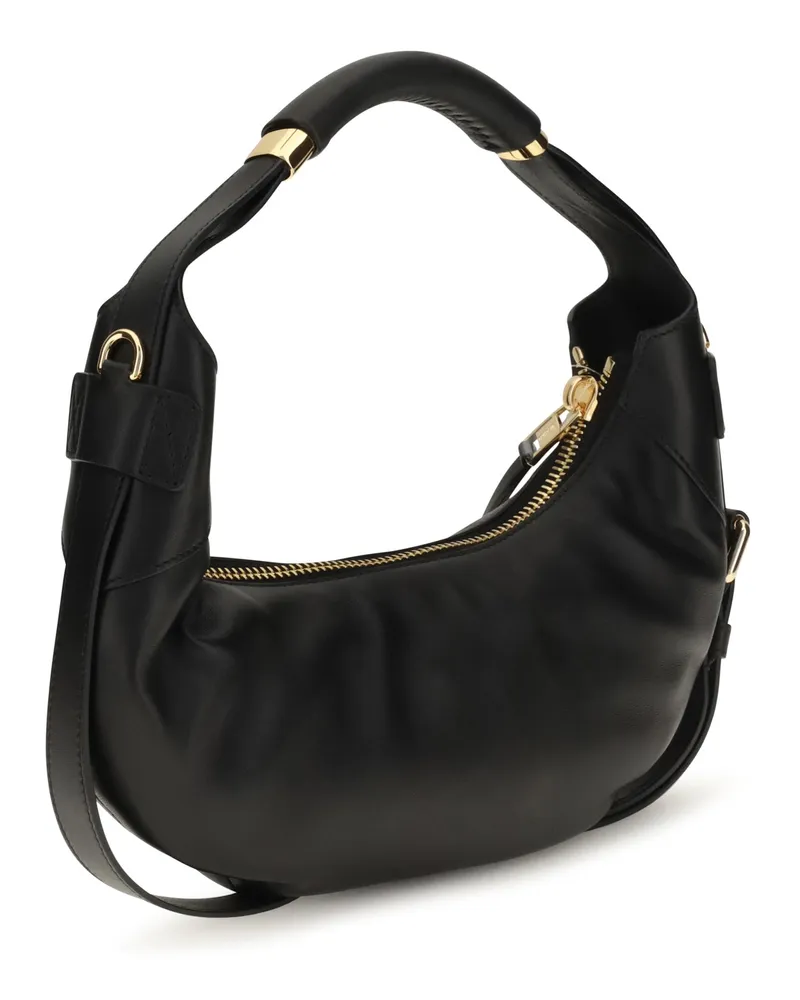 Moschino Calfskin Leather Shoulder Bag — Black Black