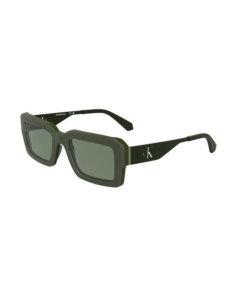 Calvin Klein CA-38329 Acetate Rectangle Sunglasses — Green Green
