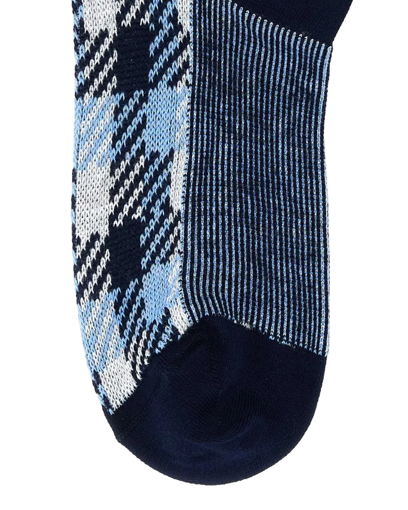 Prada Women's Embroidered Stretch Cotton Socks Bleu Calze Blue