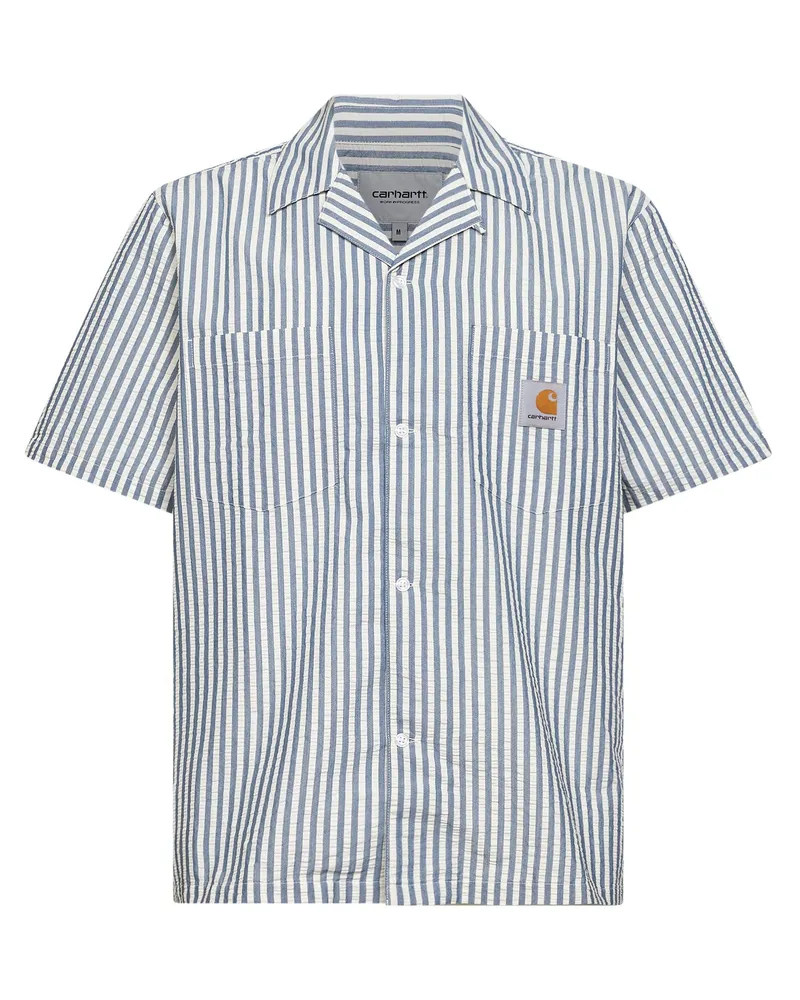 Carhartt WIP Vertical Striped Seersucker Shirt — Blue Blue