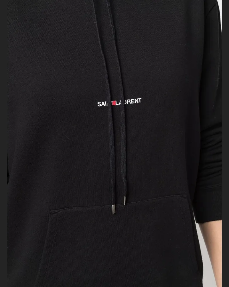 Saint Laurent Logo Print Hoodie — Black Black