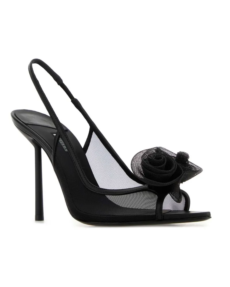 Le Silla Women's Black Mesh Chanel Rose Sandals Nero Sandali Black