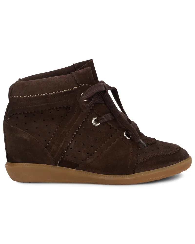 Isabel Marant Women's Sneakers With Wedge Chocolate Leather Cow Hide Trainers 