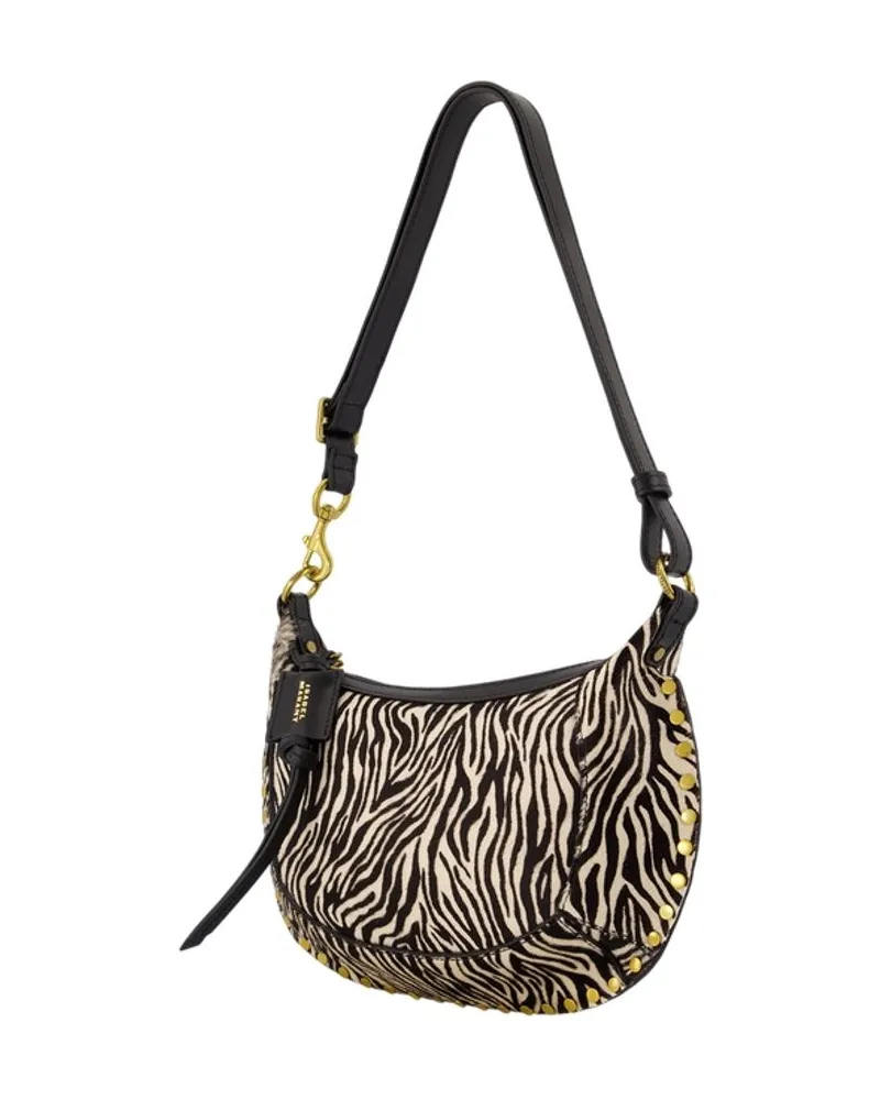 Isabel Marant Oskan Moon Calfskin Leather Shoulder Bag — Black Black