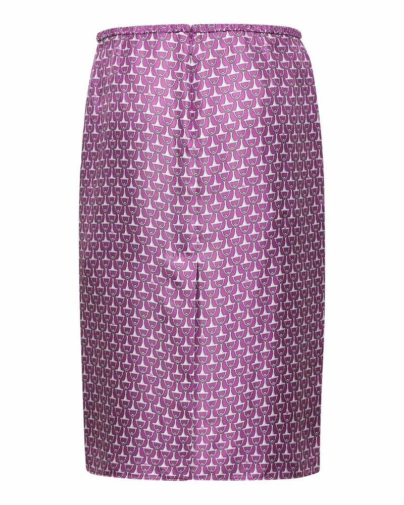 Gucci Women's Violet Printed Silk Twill Midi Skirt Purple