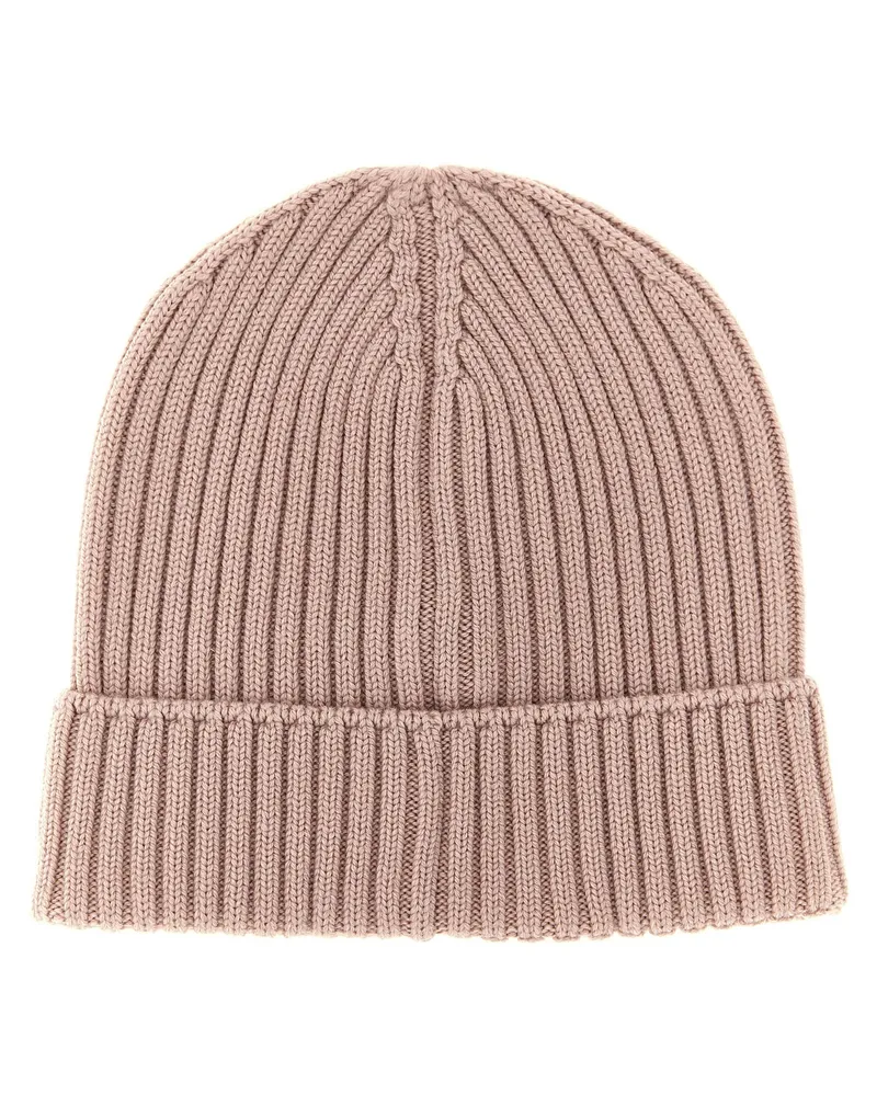 Moncler Merino Wool Ribbed Beanie — Antique Pink Antique