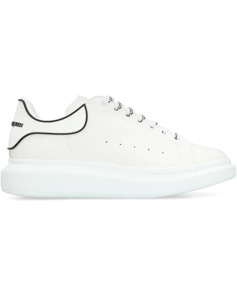 McQ Men's Chunky Leather Sneakers White-White-Black Calf Trainers White/white/black White