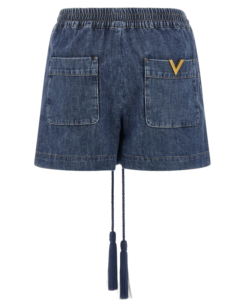 Valentino Garavani Women's Blue Cotton Bermuda Shorts Blue