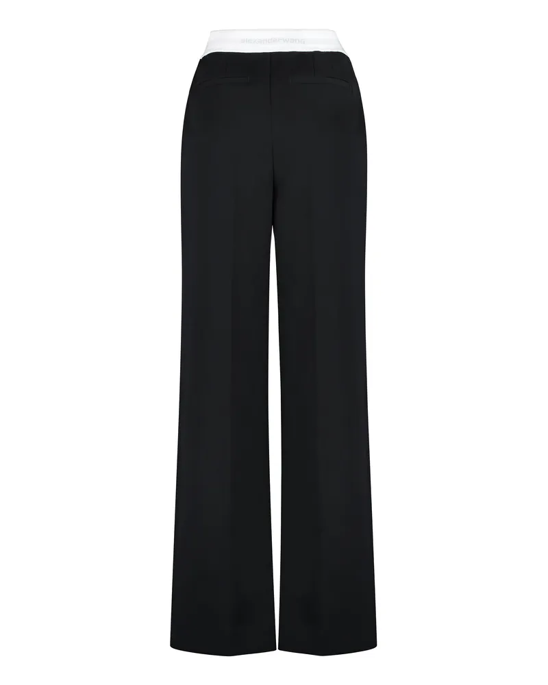 Alexander Wang Women's Wool Trousers With Logo Detail Black Polyester Straight Black