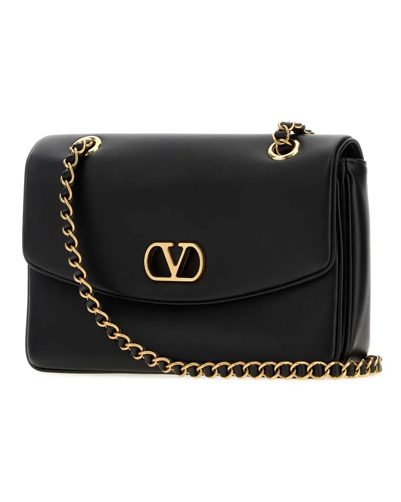 Valentino Garavani Gold Chain Strap Shoulder Bag — Black Black