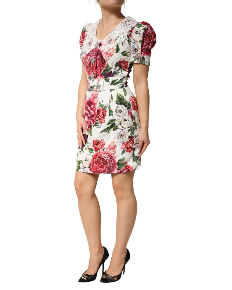 Dolce & Gabbana Floral Embellished Dress — White White