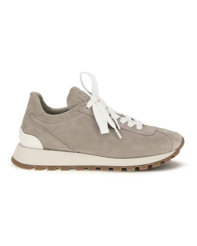 Brunello Cucinelli Women's Sneakers Ice Calf Leather Trainers Beige