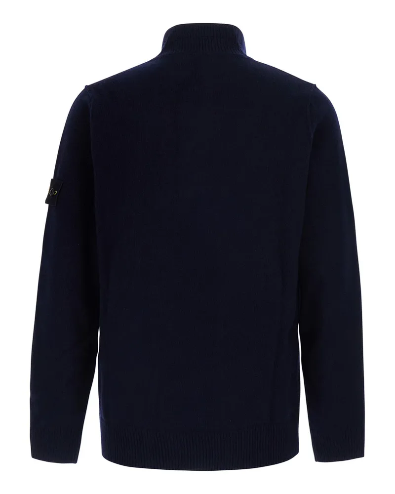 Stone Island Men's High-Neck Wool Sweater Blue Tops Top Navy