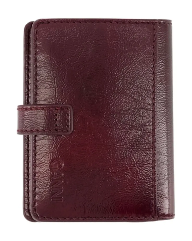 Ganni Synthetic Leather Card Case — Burgundy Burgundy