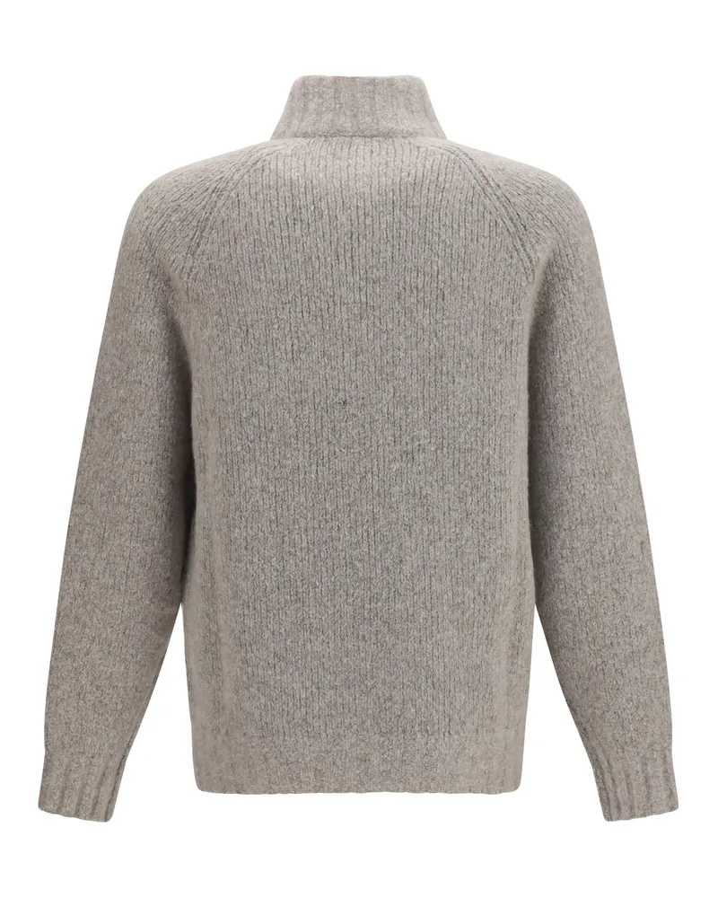 Brunello Cucinelli Men's High-Neck Cashmere And Silk Cardigan With Zip Marmo Kashmir-Capra Hircus Kashmir/capra Hircus; Sweater Gray