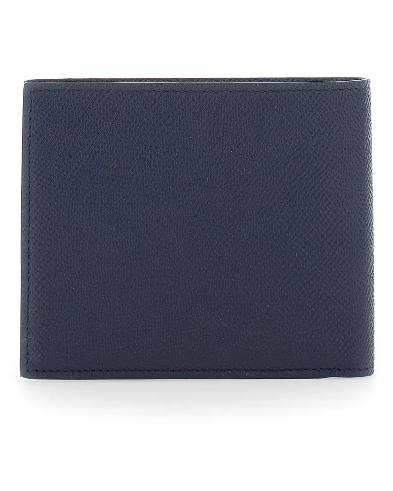 Ferragamo Men's Bi-Fold Wallet Micro Gancini Blue Calf Leather Blue