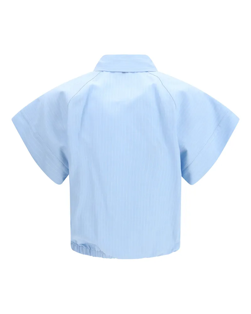 Jacob Cohën Women's Short-Sleeve Shirt Striped Viscose And Linen Canvas Azzurro Riga Blue