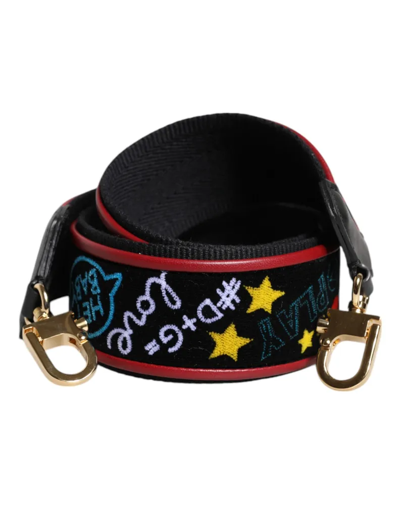 Dolce & Gabbana Embroidered Cotton Shoulder Strap — Black Black