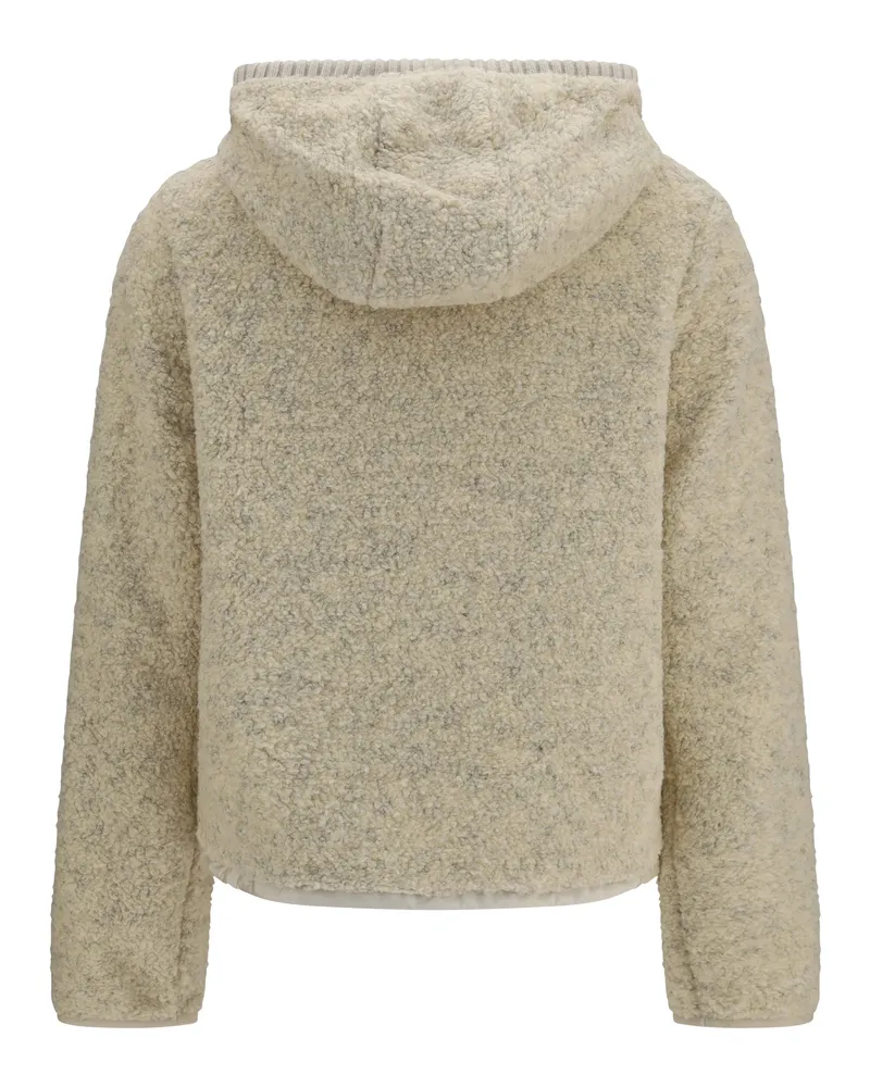Moncler Padded Teddy Knit Down Jacket — White White