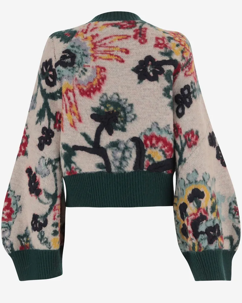 Sacai Women's Wool Sweater With Zipper, Floral Print Multicolour Multicolor