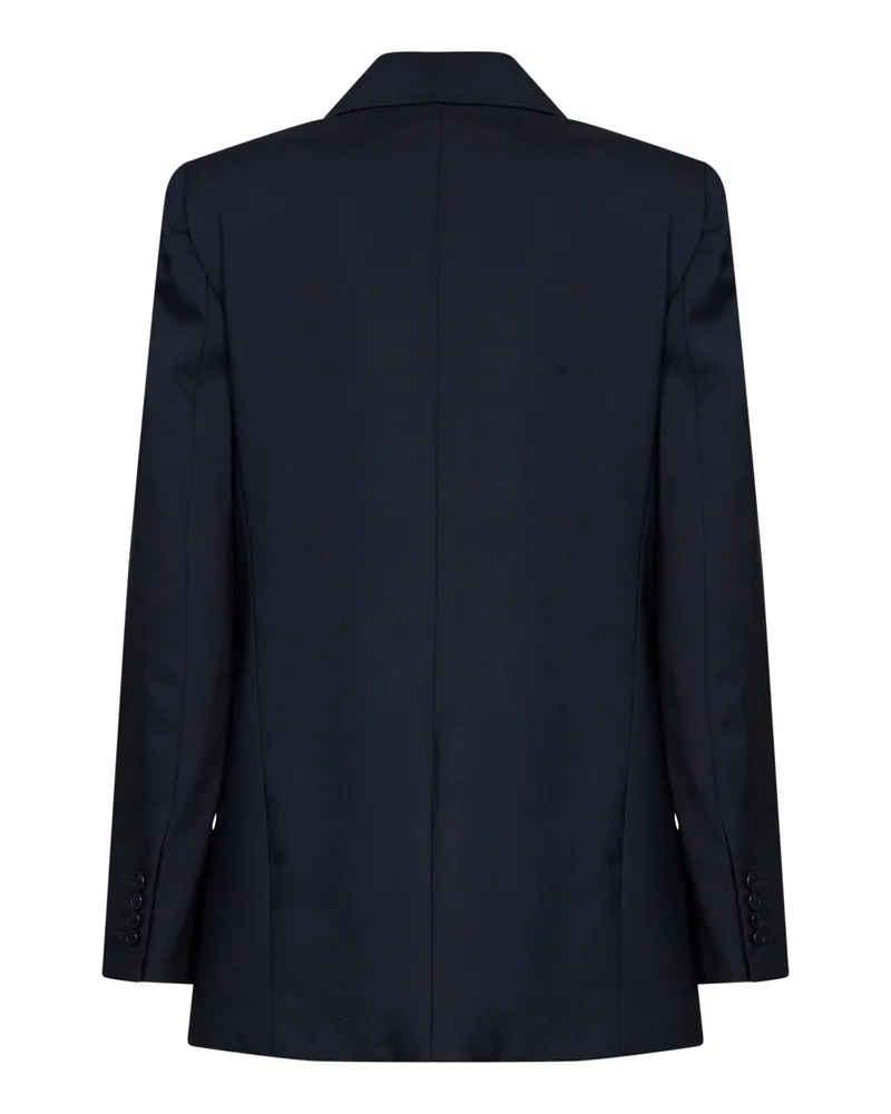 Max Mara Women's Single-Breasted Blazer Mstassenzi Blue Virgin Wool Jacket Blue