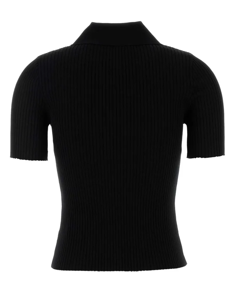 Courrèges Women's Black Viscose Blend Polo Shirt Exterior: Polyester Black