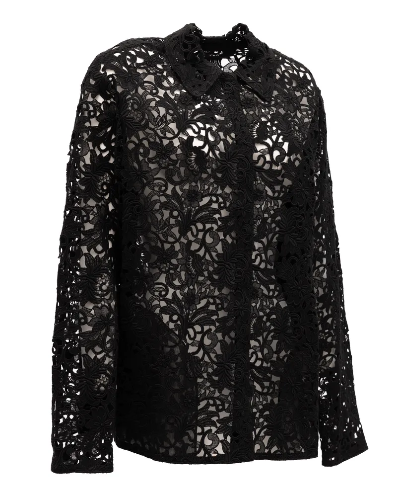 Valentino Garavani Women's Black Floral Lace Shirt Black