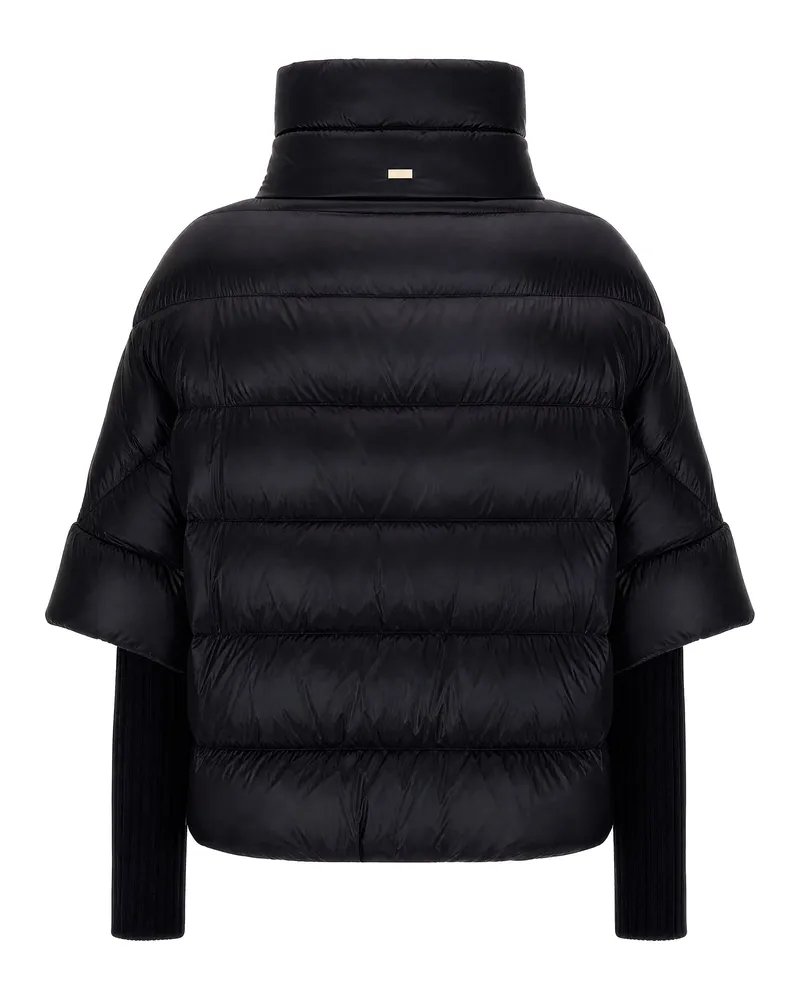 Herno Women's Puffer Jacket With High Neck Glossy Nylon Black Black
