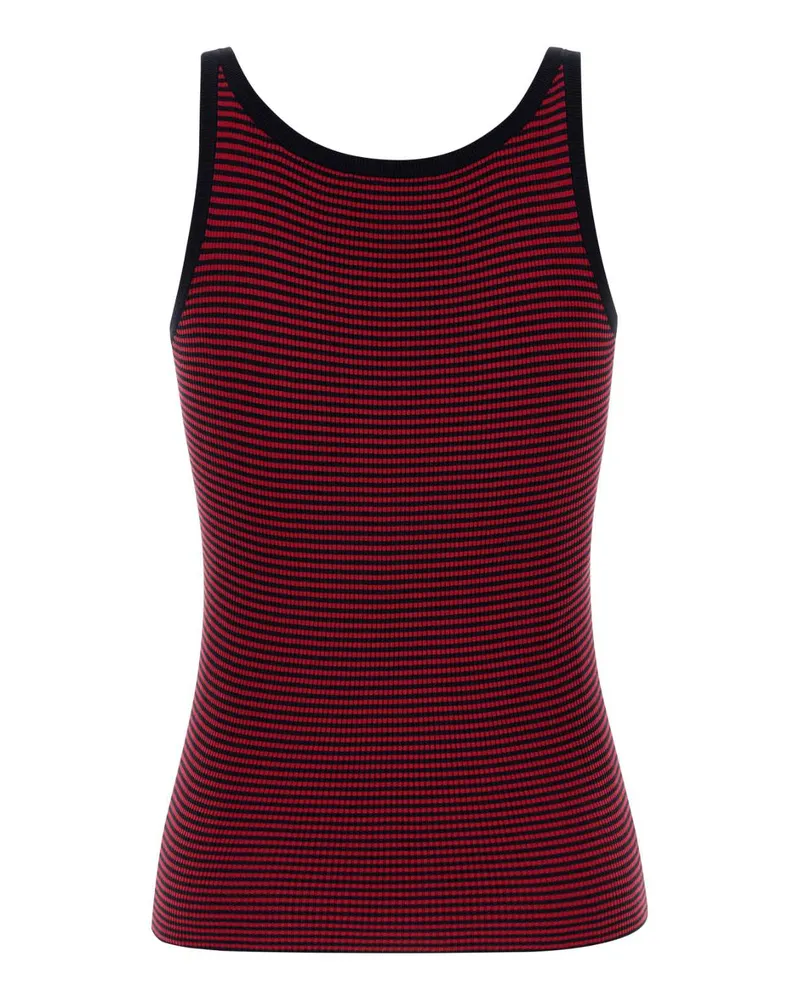 Prada Women's Embroidered Silk Tank Top Blu+rosso Exterior: Recycled Maglie Red