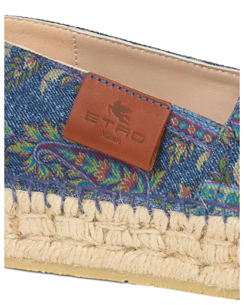 Etro Women's Espadrilles Blue Cotton Flat Shoes Blue
