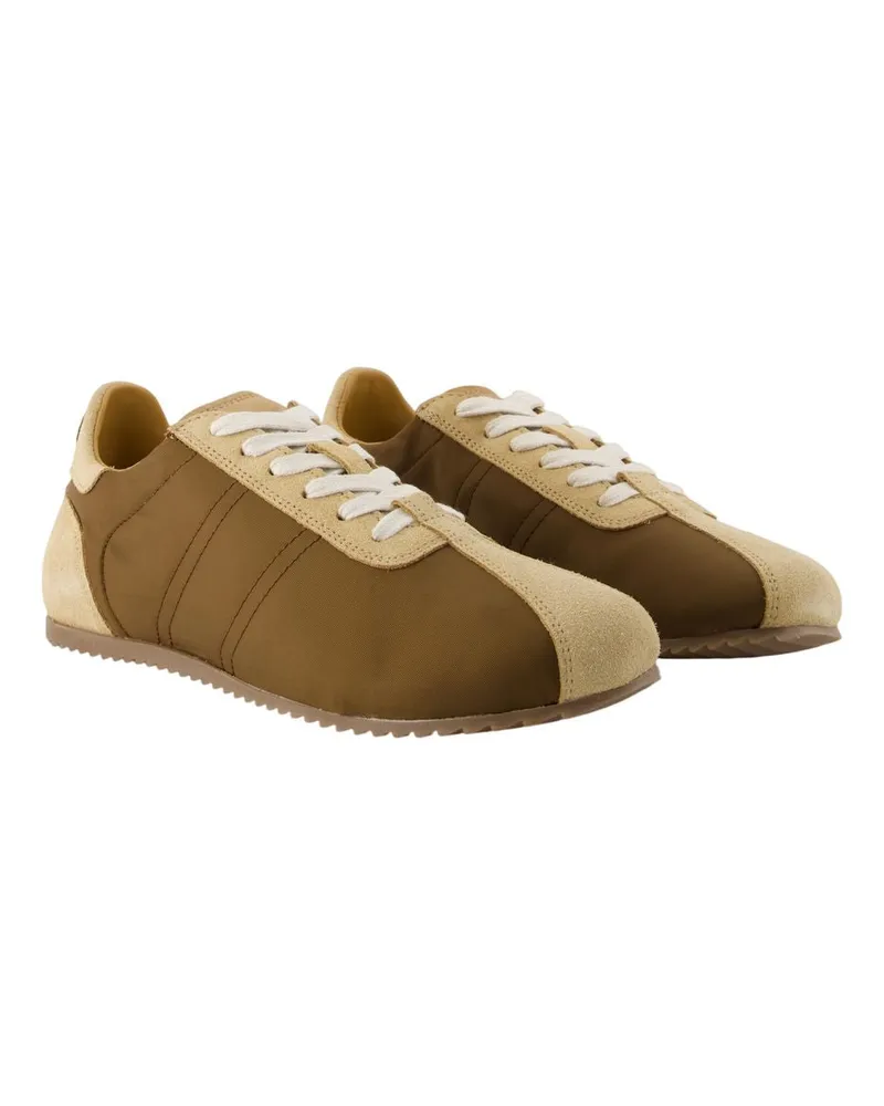 AMI Paris Nylon & Suede Colorblock Sneaker — Brown Brown