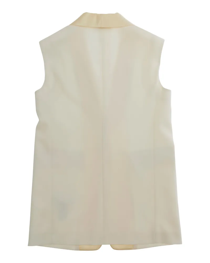 Maison Margiela Girls' Sleeveless Jacket V-Neck Beige Wool Blend Blazers Beige