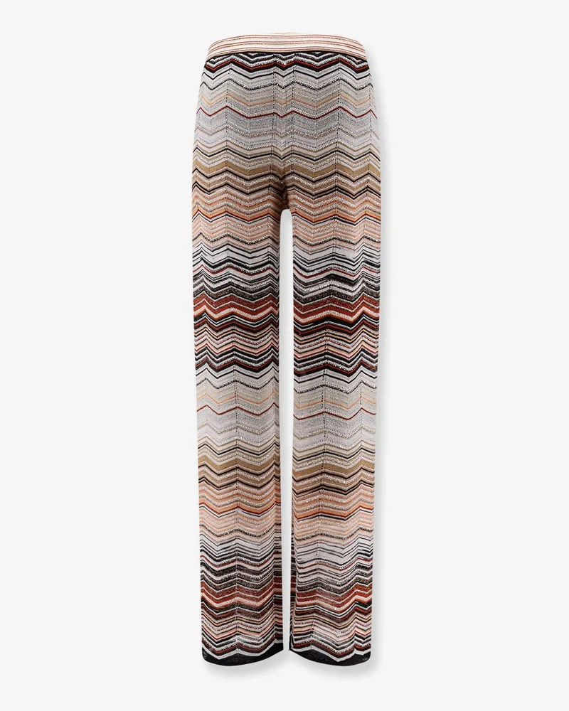 Missoni Women's Viscose Trousers With Laminated Chevron Pattern Multicolor