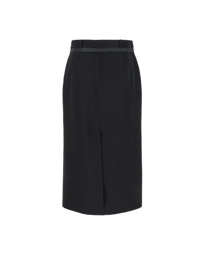 Fendi Women's Black Virgin Wool Long Skirt Black