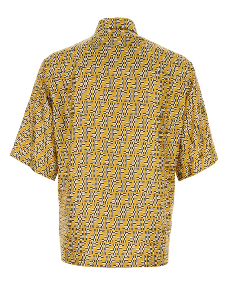 Fendi Men's Printed Silk Shirt Yellow Exterior: Camicie Yellow