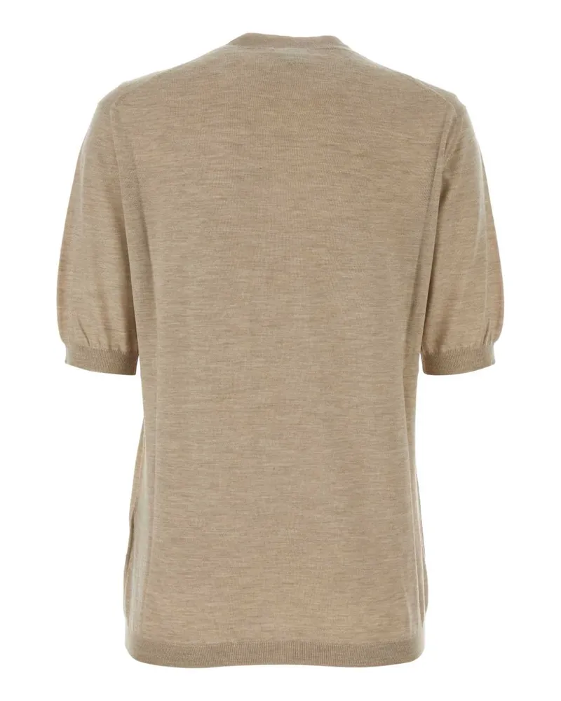 Bottega Veneta Women's Cappuccino Cashmere Sweater Riverbed Exterior: Maglieria Beige
