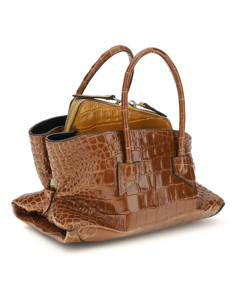 ATTICO Women's La Passeggiata Mini Handbag 490 Calf Leather Bos Taurus Handbags Hand Bags Brown