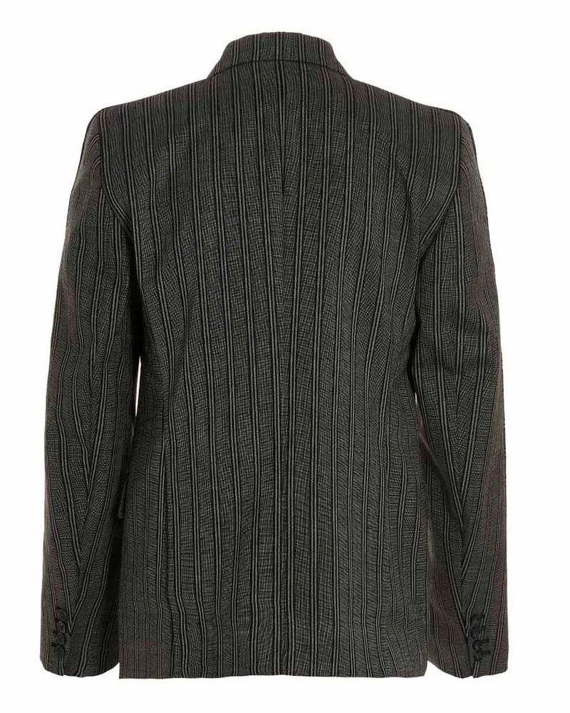 VTMNTS Virgin Wool Double-Breasted Pinstriped Blazer — Black Black