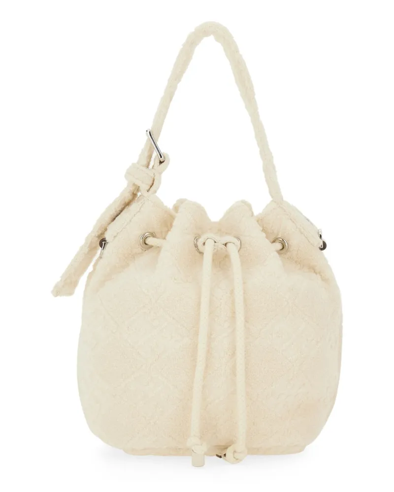 Tory Burch Women's T Monogram Mini Bucket Bag Ivory Cotton Handbags Hand Ivory