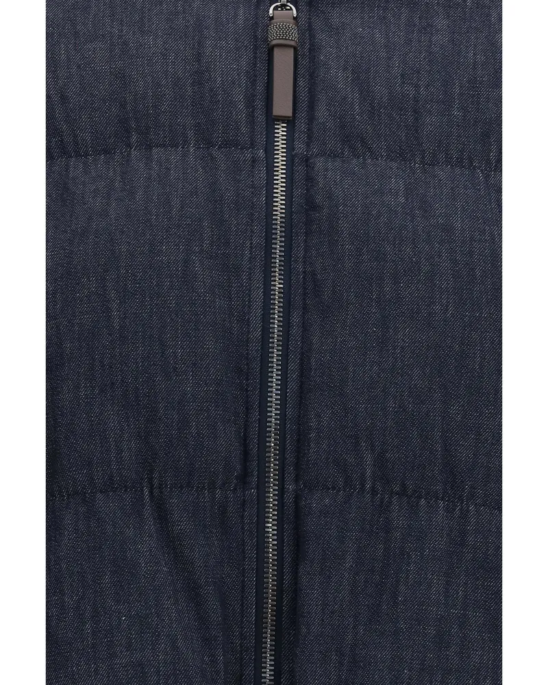 Brunello Cucinelli Women's Padded Jacket Denim Blue Cotton Blue
