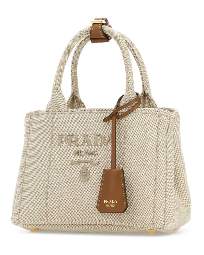 Prada Women's Two-Tone Canvas Mini  Jardiniã¨re Handbag Naturale Borse A Mano Bag Beige