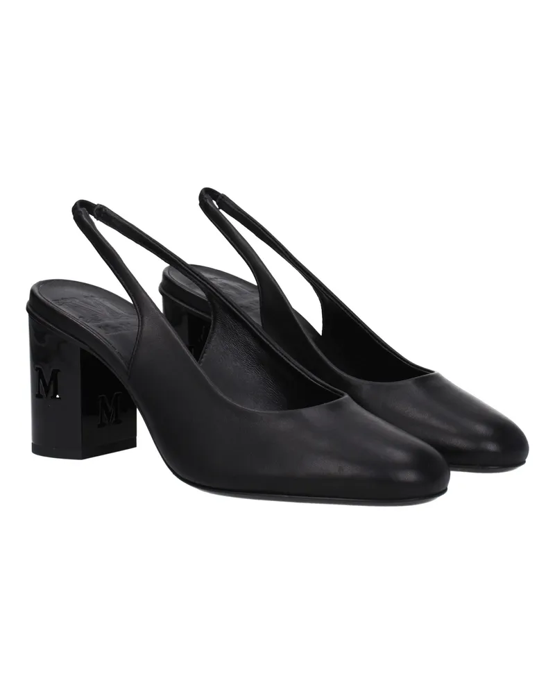 Max Mara Women's Black Leather High Heel Pumps Black