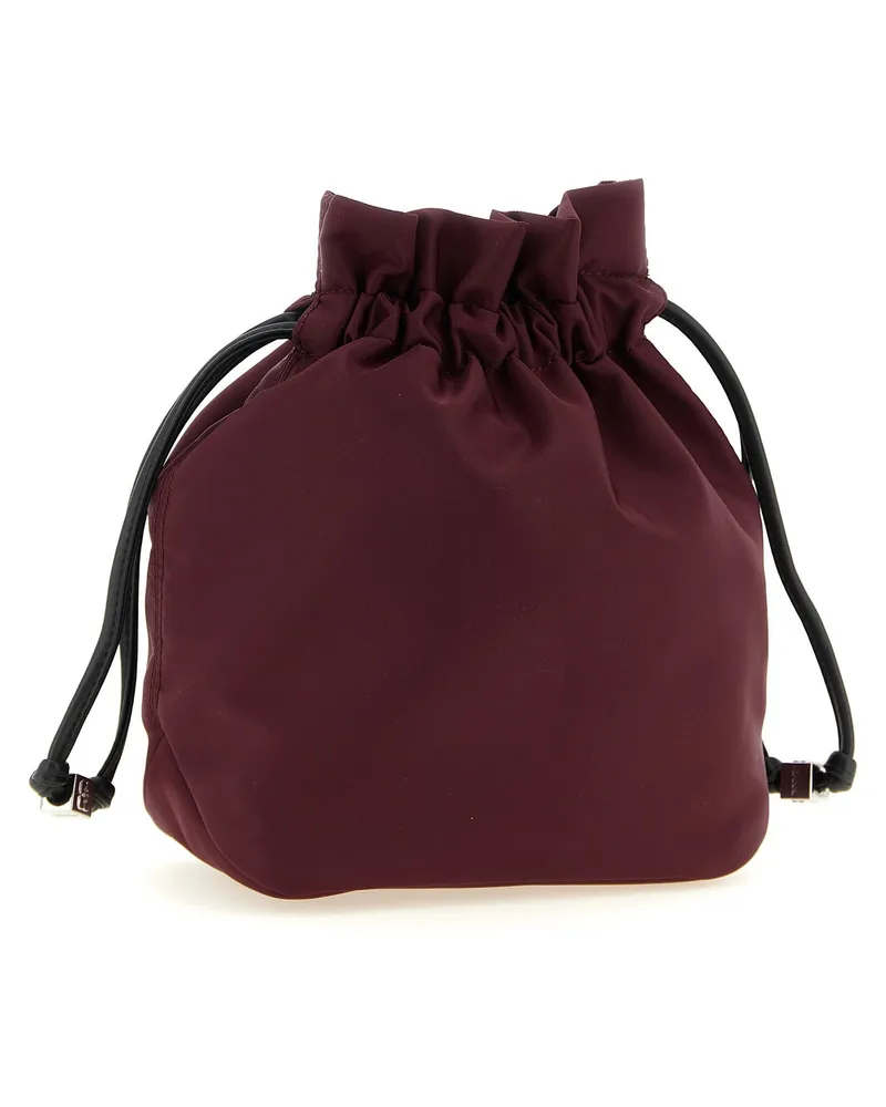 Ganni Logo-Embroidered Bucket Bag — Burgundy Burgundy