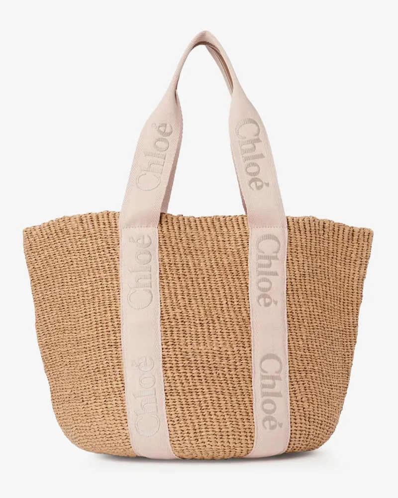 Chloé Women's Shoulder Bag Woody Raffia Brown Raffia-Leather Raffia/leather Brown
