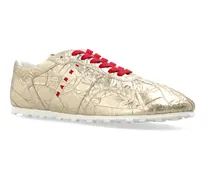 Crinkled Metallic Sneaker — Silver
