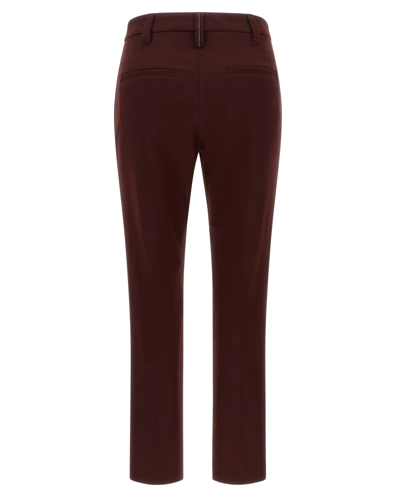 Brunello Cucinelli Women's Bordeaux Cotton Casual Pants Burgundy